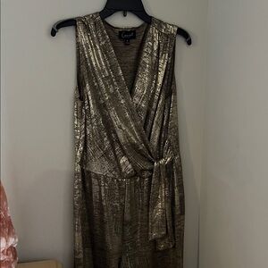Cameo Shiny Gold Sleeveless Jumpsuit